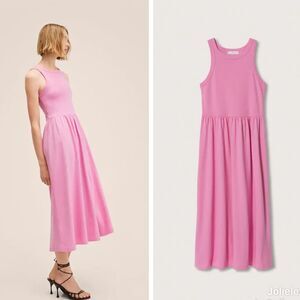 Mango Contrast-bodice dress